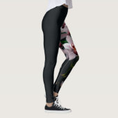 Orchidee Blume Schwarzer Hintergrund Leggings (Rechts)