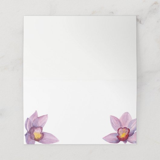 Orchidee Blume Sitzkarte. Hochzeit Hawaii Platzkarte (Außenseite Aufgefaltet)