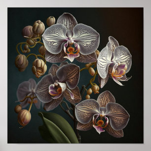 Orchidee Blume Weißes Motiv Poster