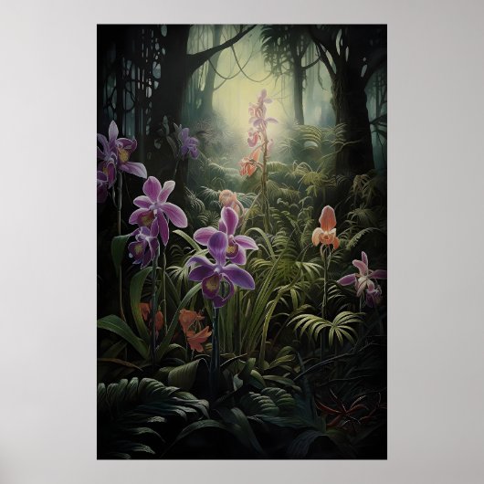 Orchidee Dark Academia Druck, Wilder Wald, Gotik Poster (Vorne)