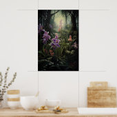 Orchidee Dark Academia Druck, Wilder Wald, Gotik Poster (Küche)
