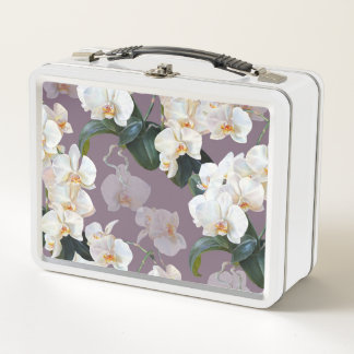 Orchidee dunkle Lavendel-Wasserfarbe. Metall Brotdose