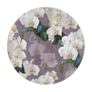 Orchidee dunkle Lavendel-Wasserfarbe. Schneidebrett