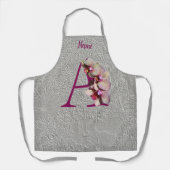 Orchidee Elegant Monogramm Initiale A Personalisie Schürze (Vorderseite)