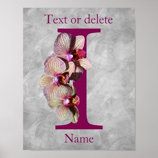 Orchidee Elegante Monogramm Initiale I Personalisi Poster (Vorne)