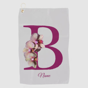 Orchidee Elegantes Monogramm Anfangsbuchstabe B Pe Golfhandtuch