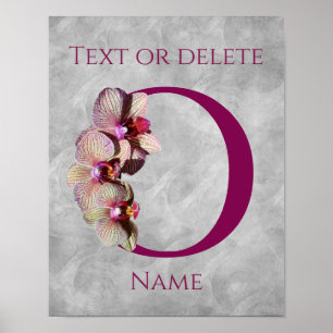 Orchidee Elegantes Monogramm Anfangsbuchstabe O Pe Poster