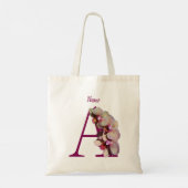 Orchidee Elegantes Monogramm Initiale A Personalis Tragetasche (Rückseite)