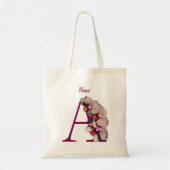 Orchidee Elegantes Monogramm Initiale A Personalis Tragetasche (Vorne)