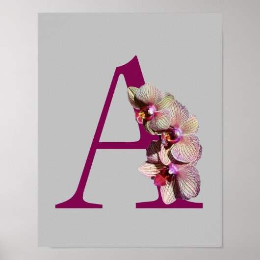 Orchidee Elegantes Monogramm Initiale A Poster (Vorne)