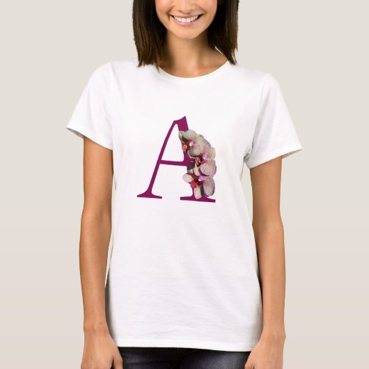 Orchidee Elegantes Monogramm Initiale A T-Shirt (Vorderseite)