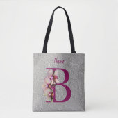 Orchidee Elegantes Monogramm Initiale B Personalis Tasche (Vorderseite)