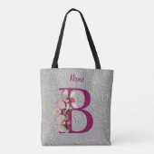 Orchidee Elegantes Monogramm Initiale B Personalis Tasche (Rückseite)