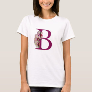 Orchidee Elegantes Monogramm Initiale B   T-Shirt