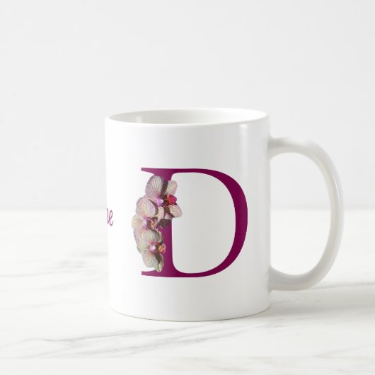 Orchidee Elegantes Monogramm Initiale D Personalis Kaffeetasse (Rechts)