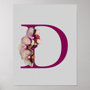Orchidee Elegantes Monogramm Initiale D Poster