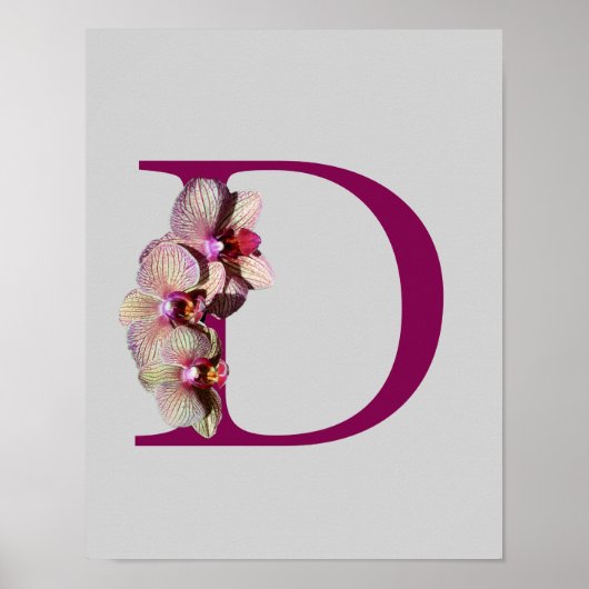 Orchidee Elegantes Monogramm Initiale D Poster (Vorne)