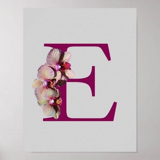 Orchidee Elegantes Monogramm Initiale E Personalis Poster (Vorne)