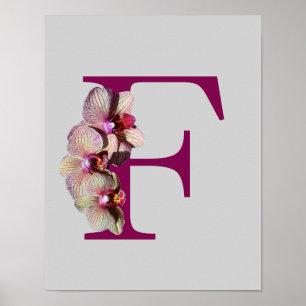 Orchidee Elegantes Monogramm Initiale F Personalis Poster