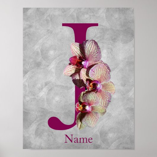 Orchidee Elegantes Monogramm Initiale J Personalis Poster (Vorne)