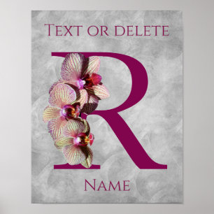 Orchidee Elegantes Monogramm Initiale R Personalis Poster