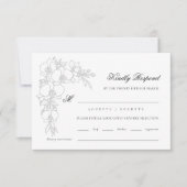 Orchidee Hochweiß Formelle Traditionelle Hochzeit RSVP Karte (Vorderseite)