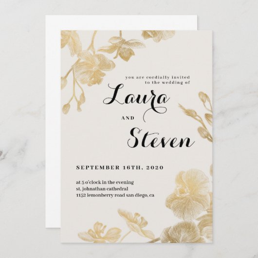 Orchidee Hochzeitskarte Dankeskarte (Vorne/Hinten)