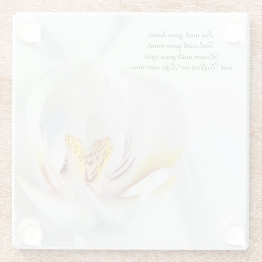 Orchidee im Weiß Glasuntersetzer (Rückseite)