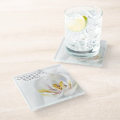 Orchidee im weißen "Regenbogen " Glasuntersetzer (Schrägansicht)