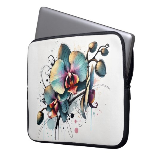 Orchidee Laptopschutzhülle (Vorderseite Links)