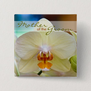 Orchidee • Mutter des Bräutigam-Hochzeits-Knopf Button