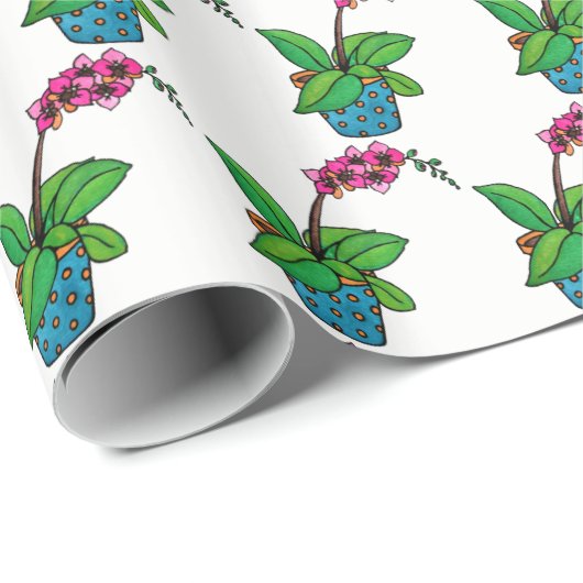 Orchidee Pflanze im Wasserbecken Geschenkpapier (Rolleneckpunkt)