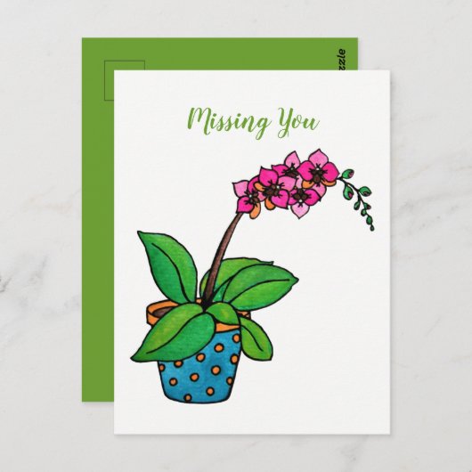 Orchidee Pflanze im Wasserbecken Postkarte (Vorne/Hinten)