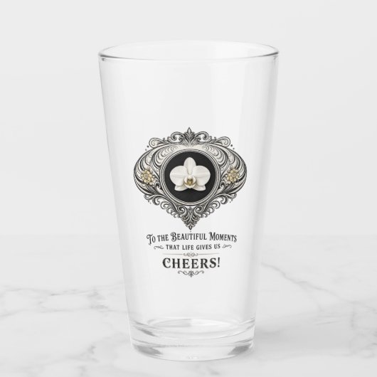 Orchidee Prost Trinkglas Glas (Vorderseite)