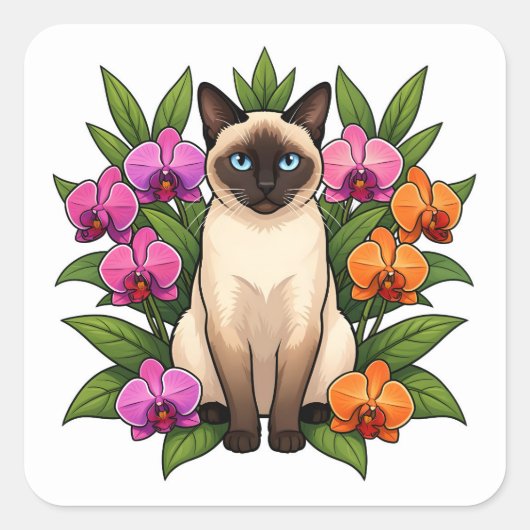 Orchidee Siamkatze Aufkleber (Vorderseite)