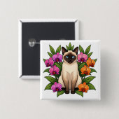 Orchidee Siamkatze Knopf Button (Vorne & Hinten)