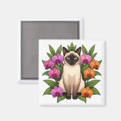 Orchidee Siamkatze Magnet (Vorderseite/Rückseite)