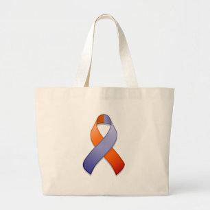 Orchidee und orange Bewusstseins-Band-Tasche Jumbo Stoffbeutel