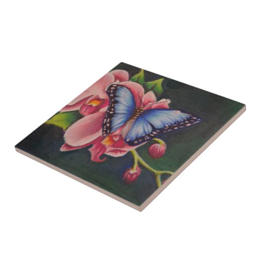 Orchidee und Schmetterling Fliese (Seite)