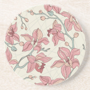 Orchidee Vintage-Muster: Elegantes Papier Getränkeuntersetzer