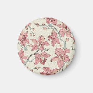 Orchidee Vintage-Muster: Elegantes Papier Magnet