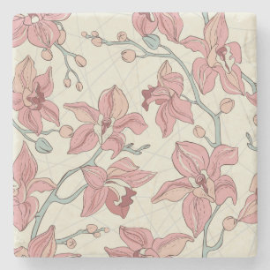 Orchidee Vintage-Muster: Elegantes Papier Steinuntersetzer