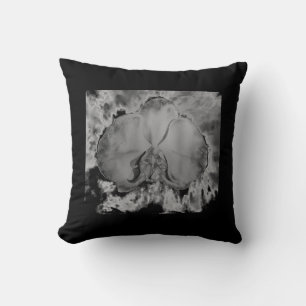 Orchideen, abstrakte, schwarze Aquarellblume Kissen