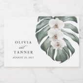 Orchideen am Monstera Tropical Paradies Schaumweinetikett (Einzelnes Label)