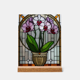 Orchideen Art Nouveau Acrylglas-Wandkunst Acrylschild