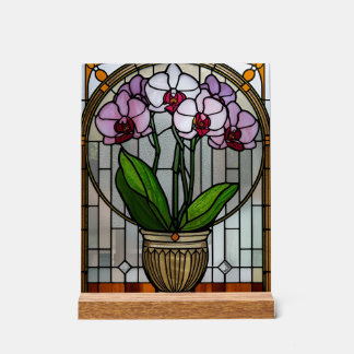 Orchideen Art Nouveau Acrylglas-Wandkunst Acrylschild