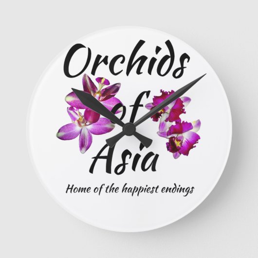 Orchideen Asiens Runde Wanduhr (Vorderseite)