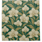 Orchideen auf Smaragdgrün-Muster Duschvorhang (Vorderseite)