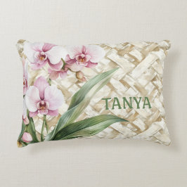 Orchideen auf Woven Pattern Dekokissen