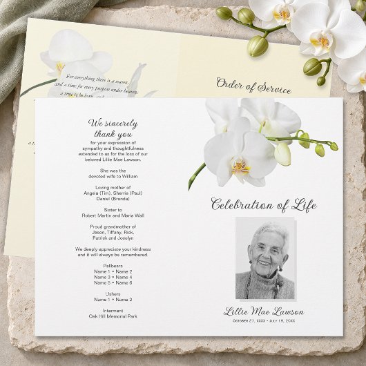 Orchideen-Beerdigungsprogramm - Feier des Lebens Flyer